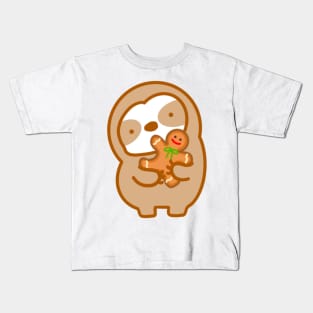 Cute Christmas Gingerbread Man Sloth Kids T-Shirt